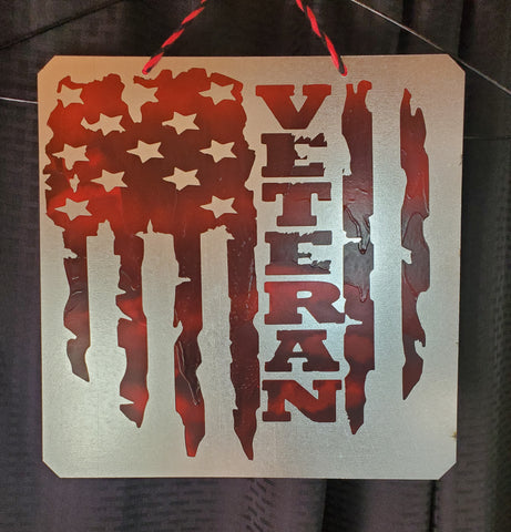 Sign - Veteran (Red & Silver)