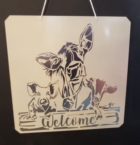 Sign - Welcome Cow (Red, White, Blue, Black)