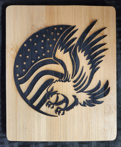 Laser Engraved Eagle With Flag