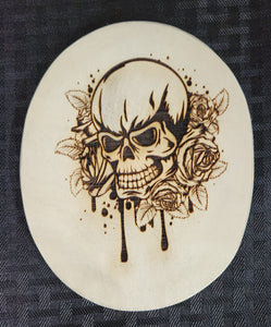 Laser Engraved Skull w/ Roses