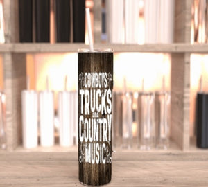 Tumbler 20 oz Cowboy trucks & country music